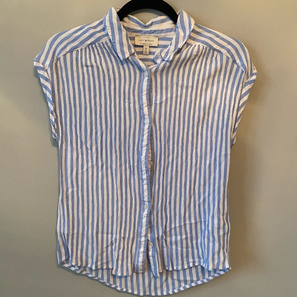Lucky Brand Blue and White Button Uo Women’s Shirt